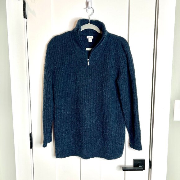 L.L. Bean Cozy Cloud Wool Blend Quarter Zip Fleece Soft Pullover Sweater Medium - Picture 1 of 4